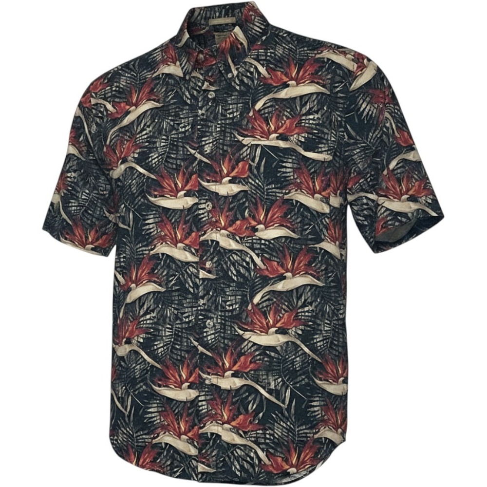 Natural Issue Hawaiian Tropical Floral Button Front Cotton Shirt Men's Medium